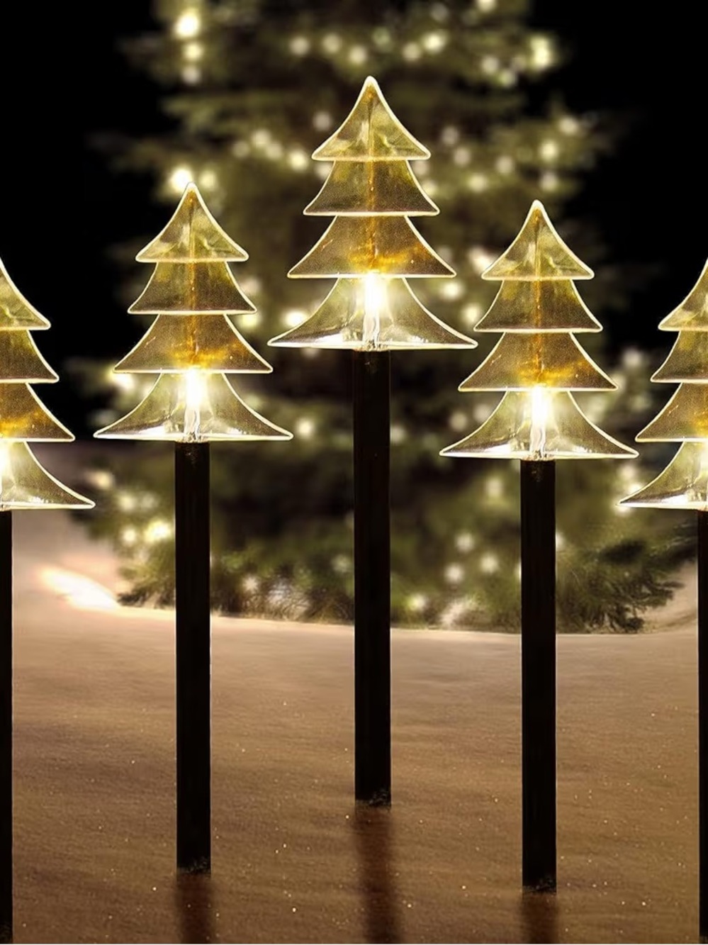 LED Christmas Tree Path Lights - Warm White Steady or Flashing Waterproof
